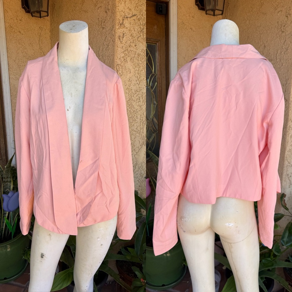 Candie's Soft Peach Open-Front Draped Blazer (XL)